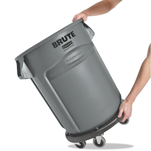 Rubbermaid Commercial Products BRUTE Heavy-Duty Round Trash/Garbage Can, 20-Gallon, Gray,Outdoor Waste Container for Landscapers/Construction/Restaurants/Back of House/Offices/Warehouses, Pack of 6