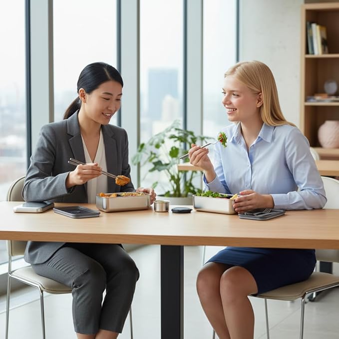 LEAK Proof Stackable Stainless Steel Bento Box |Stainless Steel Lunch Box Adult| Metal Bento box|Metal Japanese Lunch Container |large compartment| Korean bentobox| Non toxic|Microwave safe