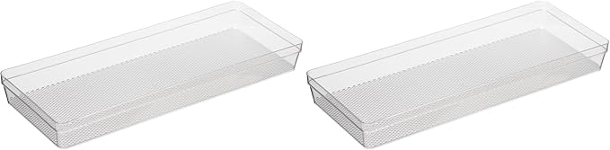 Oggi Clear Drawer Organizer | 6" x 15" | Pack of 2 | For Kitchen & Office | For Bathroom Storage
