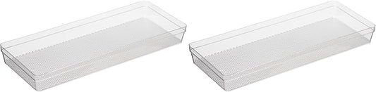 Oggi Clear Drawer Organizer | 6" x 15" | Pack of 2 | For Kitchen & Office | For Bathroom Storage