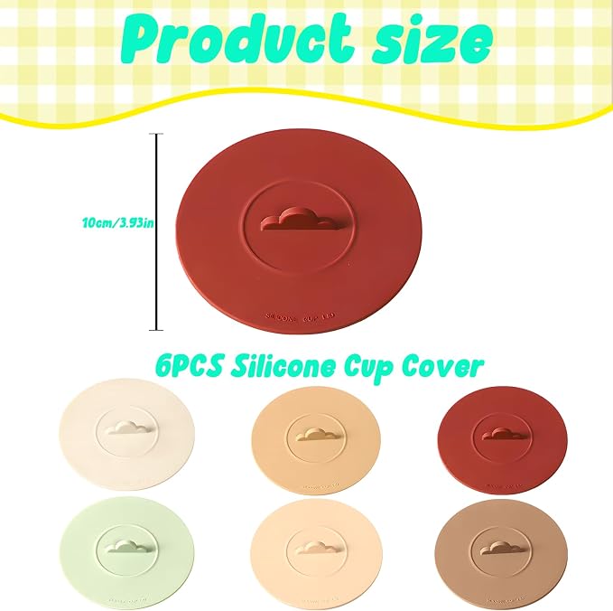 6PCS Silicone Cup Lids Mug Cover, Colorful Food Grade Anti-dust Airtight Seal - Image 2