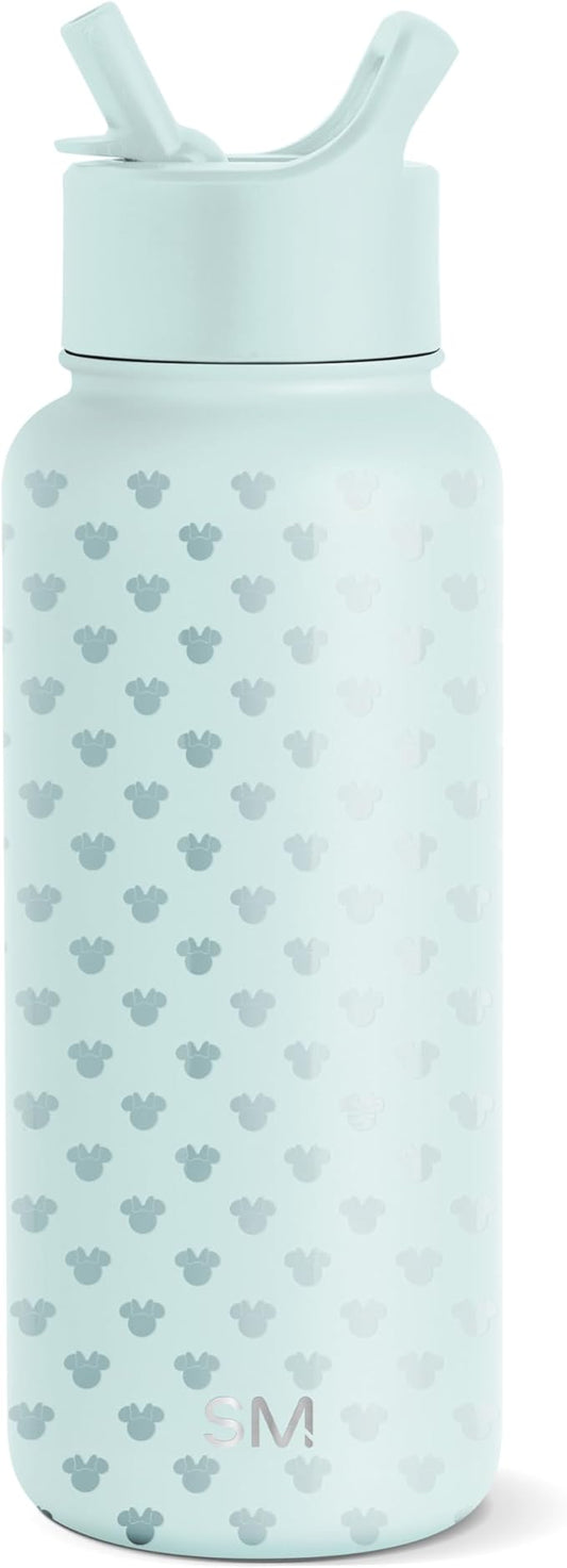 Simple Modern Disney Minnie Mouse Water Bottle with Straw Lid Vacuum Insulated Stainless Steel Metal Thermos | Gifts for Women Leak Proof Flask | Summit Collection | 32oz | Minnie Mouse on Blue