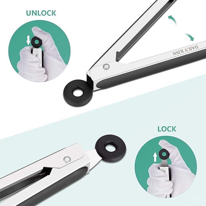 7" Small Kitchen Tongs Set of 3, Stainless Steel Ice Tongs Food Tongs, Mini Serving Tongs for Appetizers, Salad, Buffet (7", 3PCS)