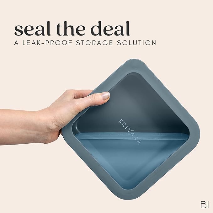 Ceramic Coated Glass Food Storage Container | No PTFE, PFOA, PFAS, and BPA | Reusable Non Toxic Meal Prep Container with Glass Lid | Easy To Store | 11 Cup Rectangle [Dusk]