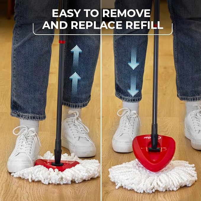 O-Cedar Easywring Microfiber Spin Mop & Bucket Floor Cleaning System with 4 Extra Refills