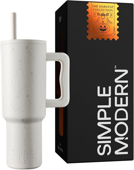 Simple Modern Halloween 40 oz Tumbler with Handle and Straw Lid | Leak-Proof Insulated Stainless Steel Water Bottle Travel Mug | Gifts for Women Men Him Her | Trek Signature | Dancing Skeletons