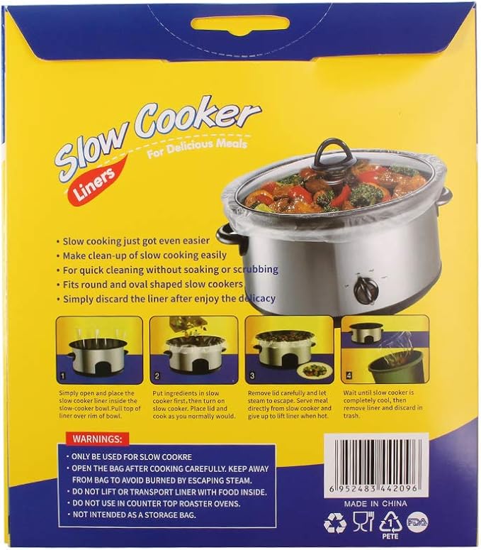 Slow Cooker Liners Kitchen Disposable Cooking Bags BPA Free for Oval or Round Pot, Large Size 13 x 21 Inch, Fits 3 to 8.5 Quarts - 2 Pack (20 Bags Total)