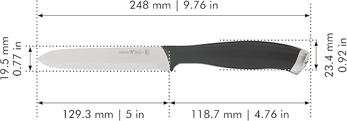 HENCKELS Silvercap Razor-Sharp 5-inch Serrated Utility Knife, Tomato Knife, German Engineered Informed by 100+ Years of Mastery, Black