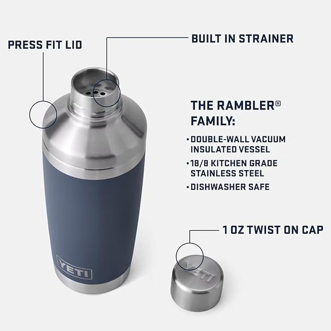YETI Rambler 20 oz Cocktail Shaker, Stainless Steel, Vacuum Insulated, Cosmic Lilac
