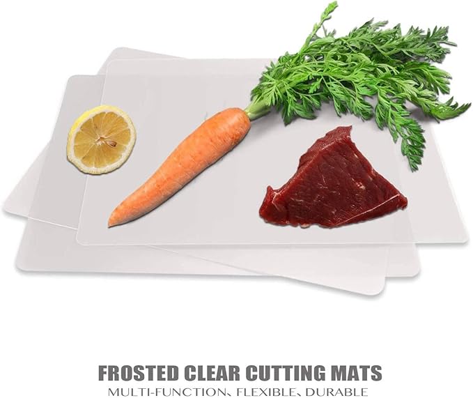Flexible Plastic Cutting Board Mats set, Clear Kitchen Cutting Board Set of 2 Clear Mats
