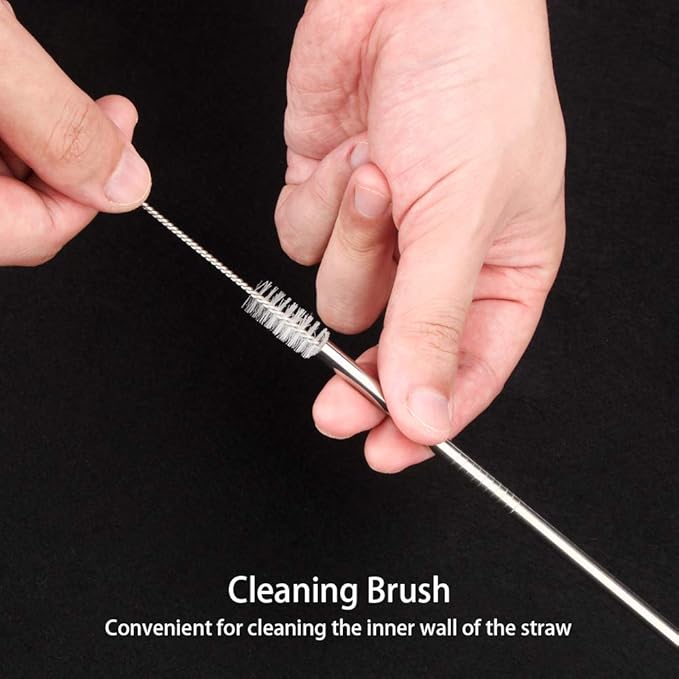 [24 PCS] Extra Long 10.4 inch Value Pack Reusable Stainless Steel Straws Combinations, Tomorotec Metal Straw Sets with Cleaning Brushes, 12 Straight 12 Bent For Tumblers Beverage Drinks Cocktail