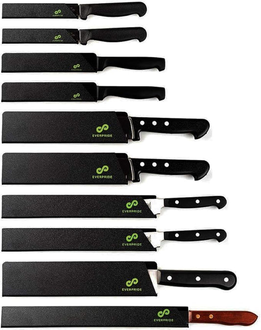 EVERPRIDE Chef Knife Sheath Set (10-Piece Set) Universal Blade Edge Cover Guards for Chef’s and Kitchen Knives – Durable, BPA-Free, Felt Lined, Sturdy ABS Plastic – Knives Not Included