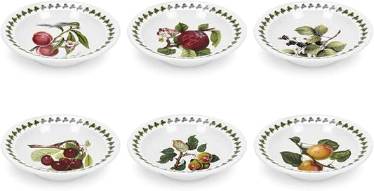 Portmeirion Pomona Collection 6.5" Bowl | Set of 6 | Assorted Fruit Motifs | Made of Fine Earthenware | Dishwasher and Microwave Safe | Made in England