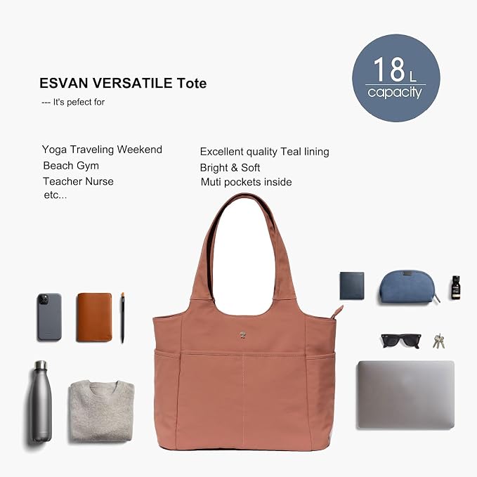 ESVAN Yoga Tote Bag Mat bag Women Shoulder Bags Carryall Tote - Image 4