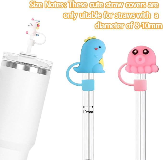 14P Straw Cover for Stanley Cup, Silicone Straw Topper for Stanley Cup 30&40oz with Tumblers, 10mm 0.4in Lid Accessories (Reusable)