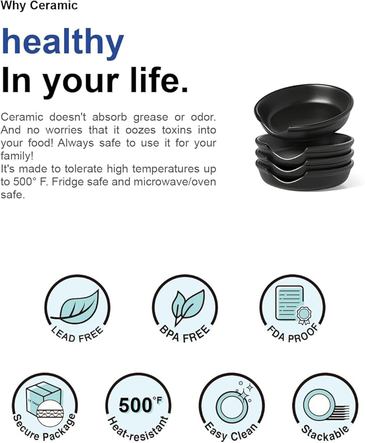 LE TAUCI Ceramic Spoon Rest, 4.8 Inch Spoon Rest for Stove Top, Spoon Holder for Kitchen Counter, Coffee Spoon rest, Utensil Rest for Cooking, Crude Black
