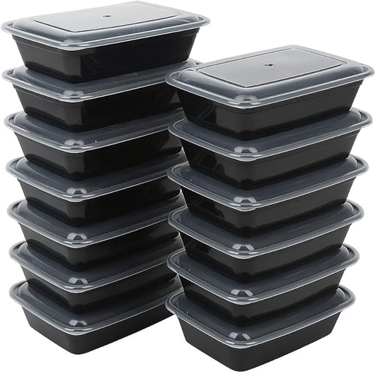 Ruthy's Outlet Meal Prep Containers W/Lids -Square Food Storage – BPA-Free| Stackable | Microwave | Freezer & Dishwasher Safe | Reusable Lunch Bento Box Portion Control & Planning (15 Pack, 24 oz)