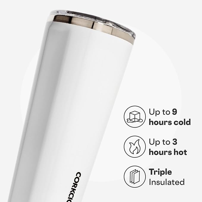 Corkcicle Classic Tumbler - Keeps Drinks Hot for 3 Hours - Triple-Insulated Stainless Steel - Cupholder Friendly - Holiday Mug Gift - Great for Gifting Warmth - 24 oz - Gloss White