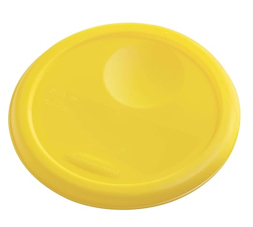 Rubbermaid Commercial Products Plastic Round Food Storage Container with Handle, 4 Quart, Yellow, High Temperature Range Food Organization for Wet/Dry Food in Kitchen/Restaurants/Cafeteria