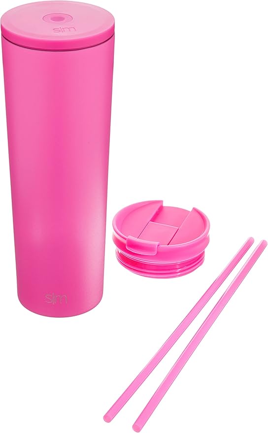 Simple Modern Insulated Tumbler with Lid and Straw | Iced Coffee Cup Reusable Stainless Steel Water Bottle Travel Mug | Gifts for Women Men Her Him | Classic Collection | 28oz | Raspberry Vibes