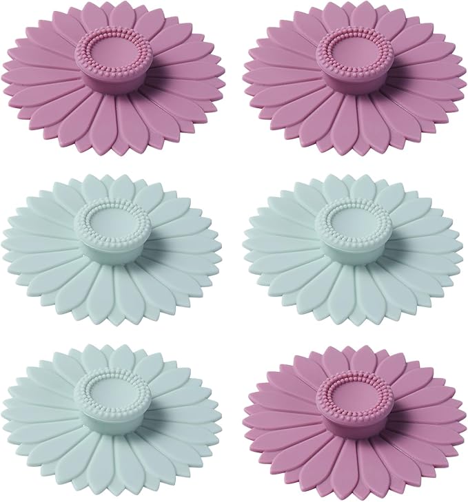 Universal Silicone Mug Lids 6 Pcs, Temperature-Resistant Cup Covers by Unknown
