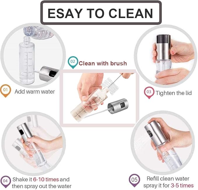 2 Pack Oil Sprayer for Cooking, Olive Oil Sprayer Mister for Air Fryer Kitchen Glass Bottle Versatile Spray Oil Dispenser Refillable Vinegar Spritzer for BBQ Salad Baking Roasting Grilling