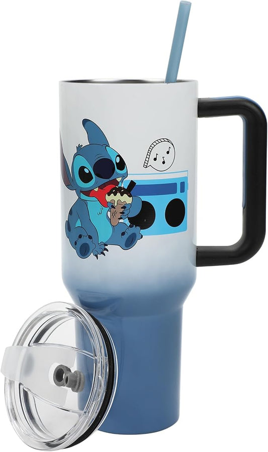 Bioworld Disney's Stitch Chilled Vibes 40 Oz Stainless Steel Tumbler With Handle