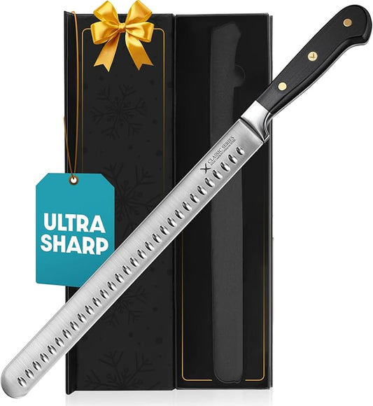 Brisket Slicing Knife – 12" Brisket Knife, BBQ, Grilling Gifts For Men – Razor Sharp German Steel, Full Tang, Ergonomic Handle