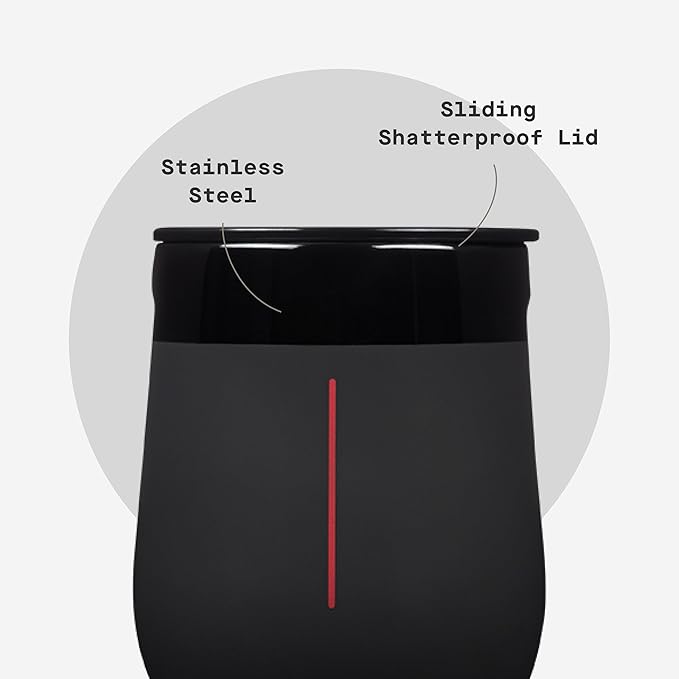 Corkcicle Stemless Insulated Wine Glass Tumbler - Keeps Beverages Cold 6 Hours & Hot 3 Hours - Stainless Steel - Easy-Grip - Summer Drinkware Gift - Keeps Drinks Ice Cold - 12 oz - Darth Vader