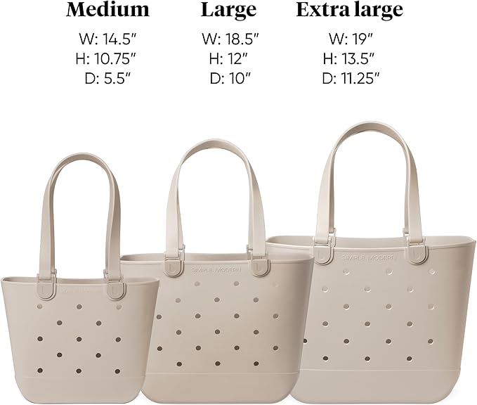 Simple Modern Large Beach Bag | Waterproof Getaway Rubber Tote with Zipper Pocket for Travel, Pool, Boat, Groceries, Sports | Ice Gray