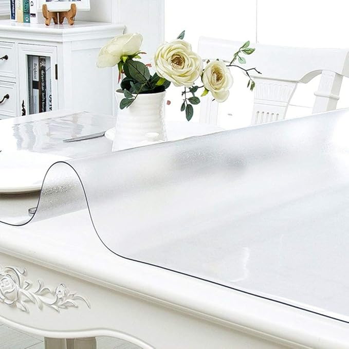 NECAUX Custom 32 x 91 Inch Frosted Table Cover Protector, 1.5mm Thick Wood Grain Transparent Table Pad Non-Slip Tablecloth Plastic Protective Pad for Dining Room Table Meeting Table Living Room Table