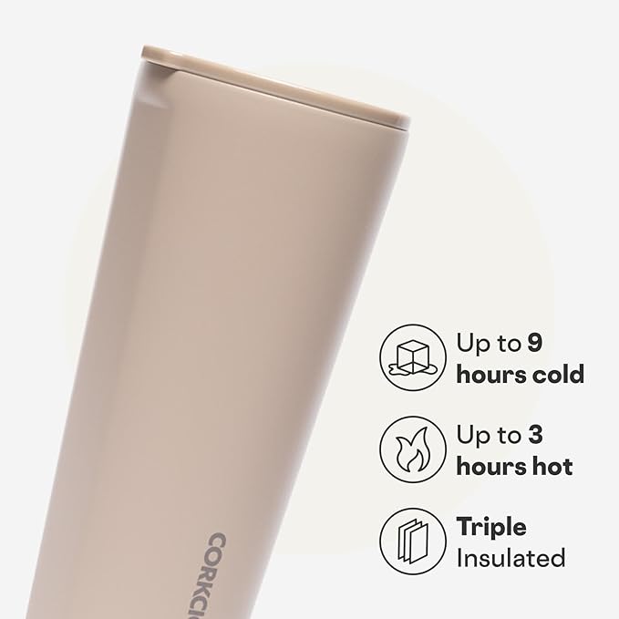 Corkcicle Classic Tumbler - Keeps Drinks Cold for 9 Hours & Hot for 3 - Triple-Insulated Stainless Steel - Holiday Tumbler Gift - 24 oz - Desert