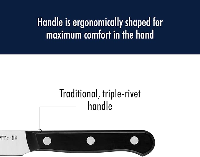 HENCKELS Solution Razor-Sharp 4-inch Compact Chef Knife, German Engineered Informed by 100+ Years of Mastery, Black/Stainless Steel