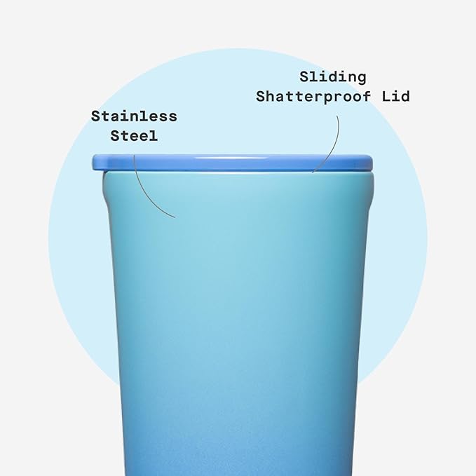 Corkcicle Classic Tumbler - Keeps Drinks Cold 9 Plus Hours - Triple Insulated Stainless Steel Drink Tumbler - Sliding Lid - Summer Drinkware Gift - Keeps Drinks Ice Cold - 24 oz - Boom Box Blue