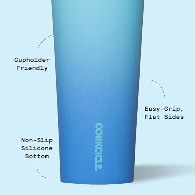 Corkcicle Classic Tumbler - Keeps Drinks Cold 9 Plus Hours - Triple Insulated Stainless Steel Drink Tumbler - Sliding Lid - Summer Drinkware Gift - Keeps Drinks Ice Cold - 24 oz - Boom Box Blue