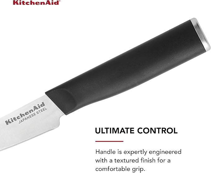 KitchenAid Classic Paring Knife with Endcap and Custom-Fit Blade Cover, 3.5-inch, Sharp Kitchen Knife, High-Carbon Japanese Stainless Steel Blade, Black
