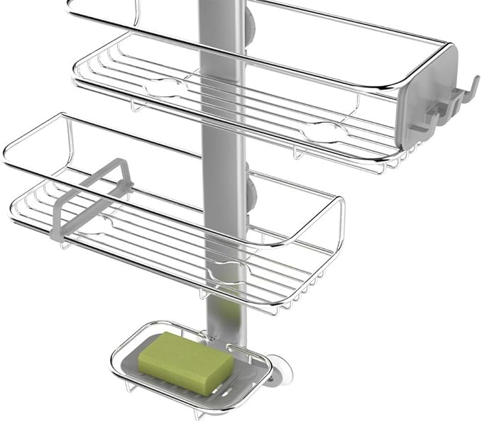 simplehuman Adjustable Shower Caddy, Stainless Steel and Anodized Aluminum