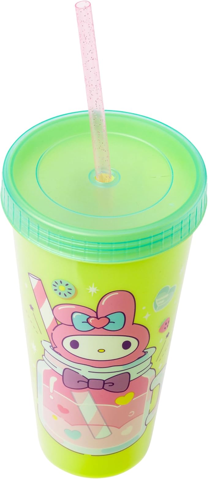 Silver Buffalo Sanrio Hello Kitty and Friends 4 Pack Color Changing Plastic Tumblers Featuring Hello Kitty, My Melody, Badtz Maru, and Cinnamoroll, 24 Ounce
