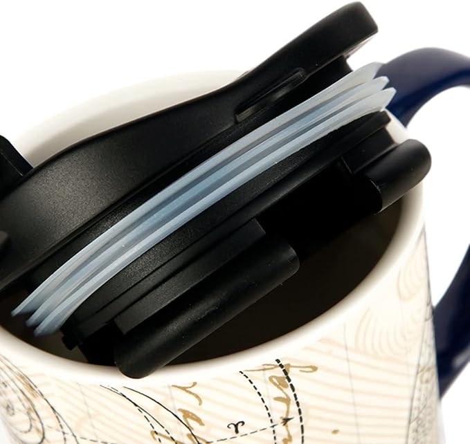 Topadorn Ceramic Travel Mug and Coffee Cup 17 oz. with Handle and Color Box,Starstruck