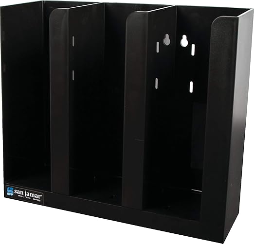 San Jamar Portion Cup and Lid Organizer Fits 2-3" Cups and Lids with Removable Dividers for Kitchen, Restaurant, and Fast Food, Plastic, 10 x 11.5 x 3.75 Inches, Black