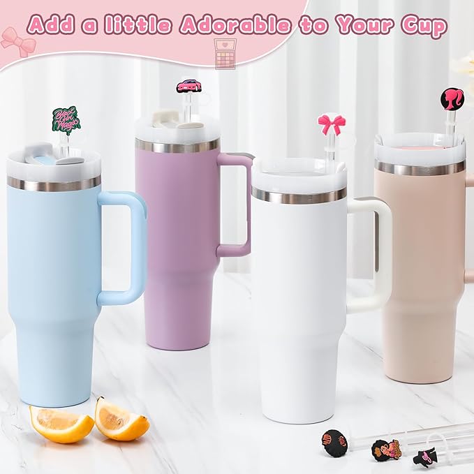 9PCS Straw Covers for Stanley Cup Tumbler 30 oz / 40 oz Leak Proof Straw Toppers 10mm Silicone Cute Caps for Stanley Cup Accessories-Black Girl