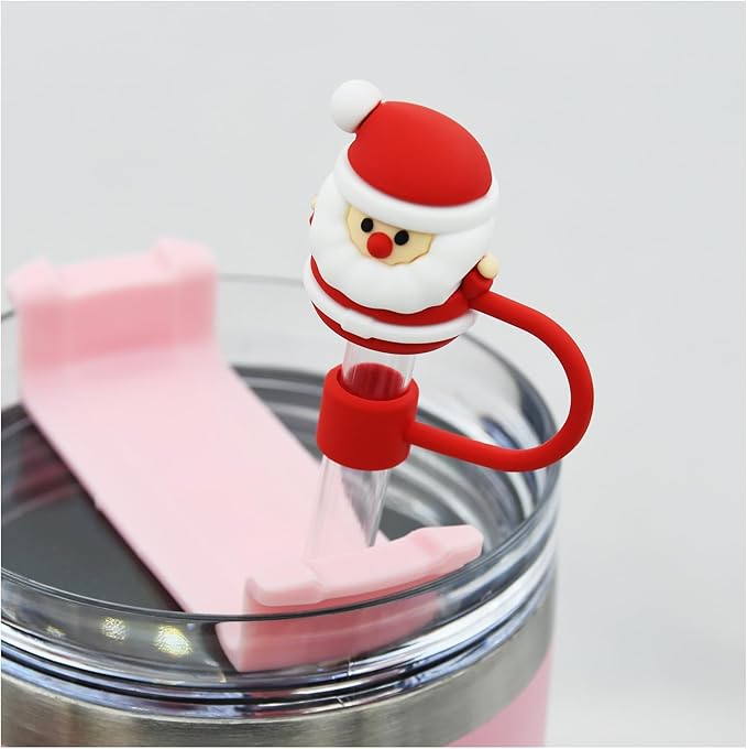 Straw Cover Cap for Stanley Cup,Straw Topper Compatible for 30 and 40 Oz Tumbler with Handle,10 mm 0.4 in Reusable Straw Tips Lids,Straw Tip Covers for Christmas Gifts