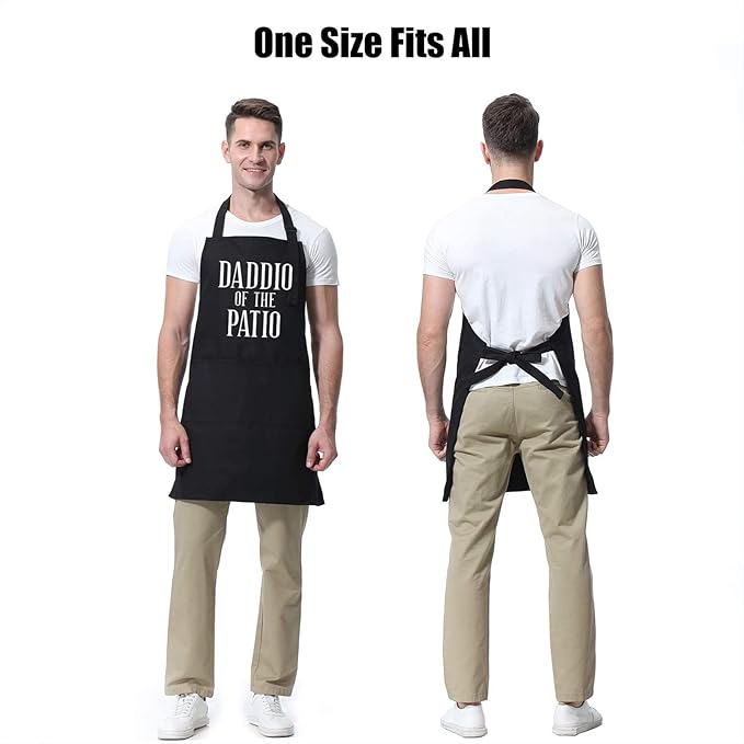 Miracu Grill Apron for Daddy, Daddio of The Patio, Dad Gifts from Daughter Son - Funny Fathers Christmas, Birthday Gifts for Dad, Best Step Daddy, Father in Law - Papa Aprons for Grilling BBQ Cooking