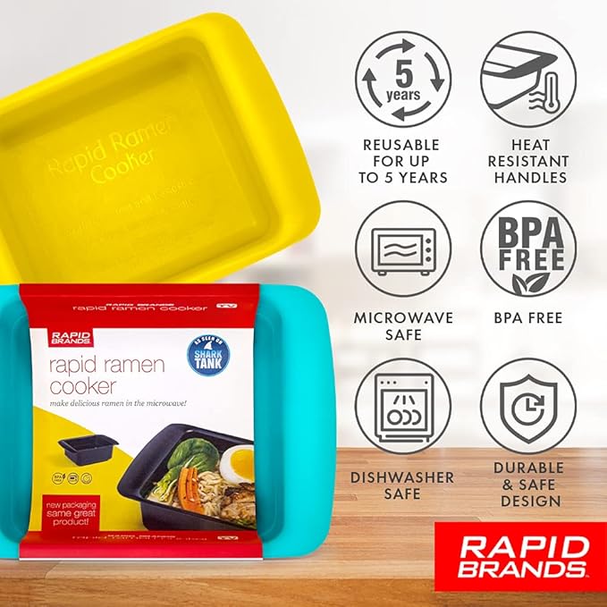 Rapid Ramen Cooker | Microwavable Cookware for Instant Ramen | BPA Free and Dishwasher Safe | Perfect for Dorm, Small Kitchen or Office | Blue