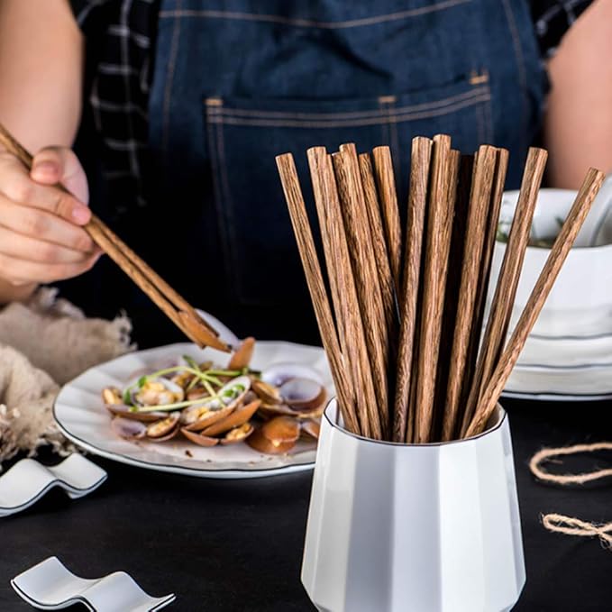 10-Pairs Wooden Chopsticks, Dishwasher Safe Chopstick,ReusableNatural Healthy, Chinese Classic Style for Kitchen, Dining Room, Gourmet, Noodles (9.8 Inch)