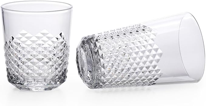Cupture Diamond Plastic Tumblers BPA Free, 24 oz/14 oz, 8-Pack (Clear)