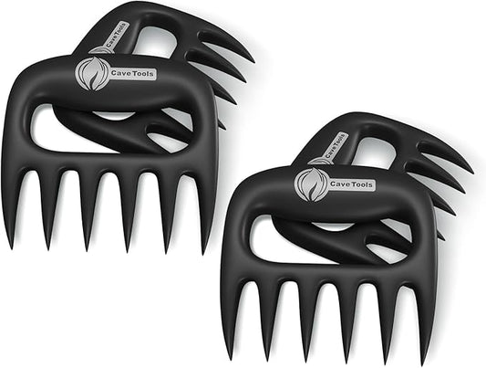 Cave Tools Meat Claws for Shredding Pulled Pork, Chicken, Turkey, and Beef- Handling & Carving Food - Barbecue Grill Accessories for Smoker, or Slow Cooker, Gun Metal, 2 Pack