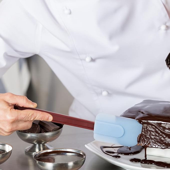 Commercial Grade Silicone Rubber Spatula Set, High Heat Spatula Scrapers 14 Inches, Commercial Spatula for Cooking, Rubber Spatula Set Resistant to 500℉ (2 Scrapers 14"/M)