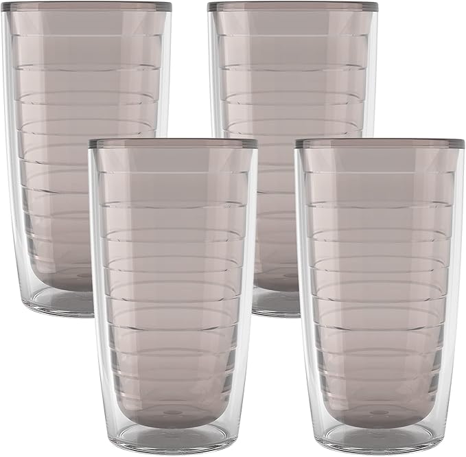 Tervis Clear & Colorful Tabletop Made in USA Double Walled Insulated Tumbler Travel Cup Keeps Drinks Cold & Hot, 16oz - 4pk, River Rock