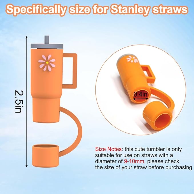 AIERSA 5Pcs Straw Cover Cap for Stanley Cup, Silicone Straw Topper Compatible with Stanley 30&40 Oz Tumbler with Handle,Mini Cup Straw Tip Covers for Stanley Cups Accessories